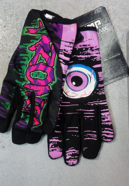 Перчатки ONEAL, M, чёрный/зелёный/фиолетовый