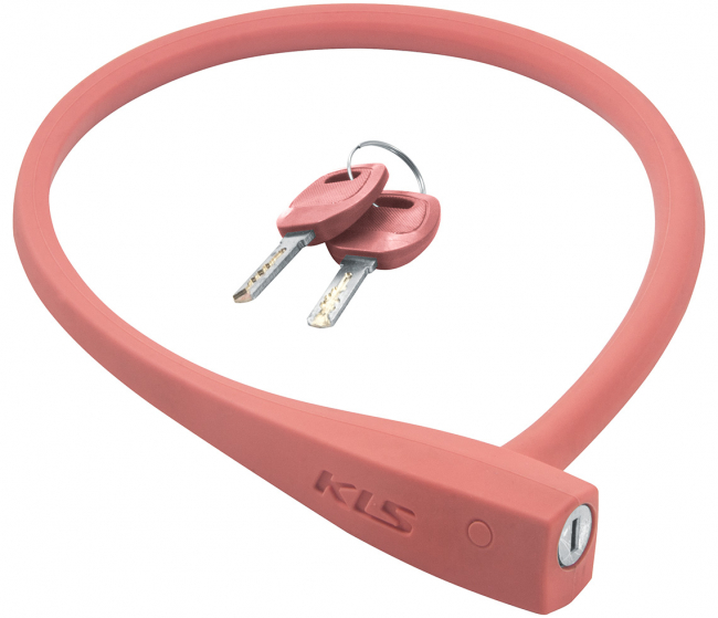 Замок тросовый KLS Sunny 4,5ммх60см, силиконовое покрытие, пастельно-розовый, безопасность 3/10