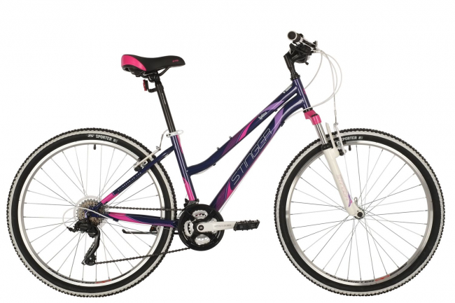 Велосипед STINGER 26 LATINA фиолетовый, сталь, размер 15, MICROSHIFT